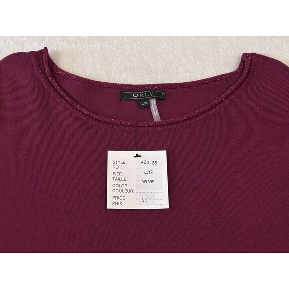 Orly Holiday Sweater Women Large Burgundy Wine Ladies Sparkle Accent Christmas - Picture 2 of 7
